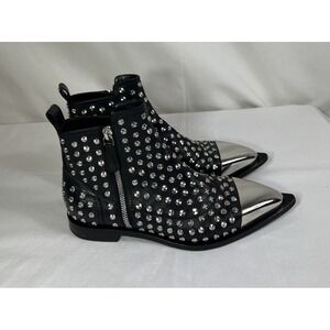 Alexander McQueen Black Studded Ankle Boots  Chelsea Boots Size US 6/36